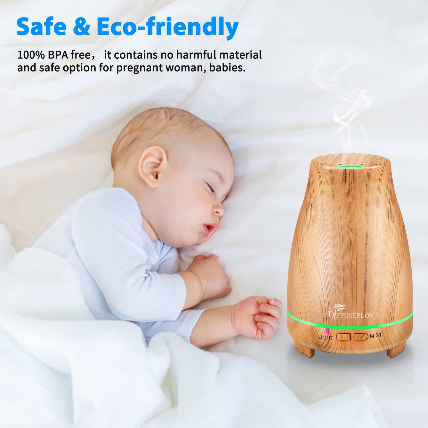Diffuserlove Diffuser 2 Pack Essential Oil Diffuser 200ML Remote Control Ultrasonic Aromatherapy Diffuser Mist Humidifiers for Bedroom Office Yoga