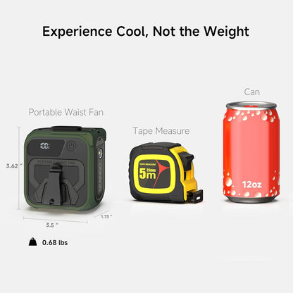 SEAINGO Portable Waist Fan Rechargeable – 10000mAh, 42 ft/s Max, 5 Speeds 16000RPM, Personal Cooling Wearable Clip Body Belt Shirt Fans, Hanging Neck Fan with Light