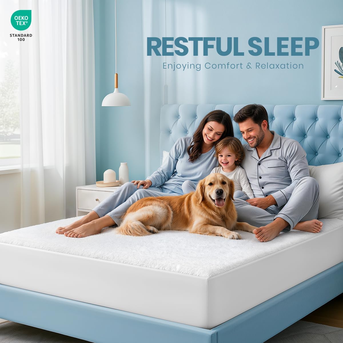 Queen Size Mattress Protector Waterproof, Premium 200 GSM Terry Mattress Cover, Soft & Breathable Bed Cover, Fitted Sheet Style Stretchable Deep Pockets 17" by Utopia Bedding (White)