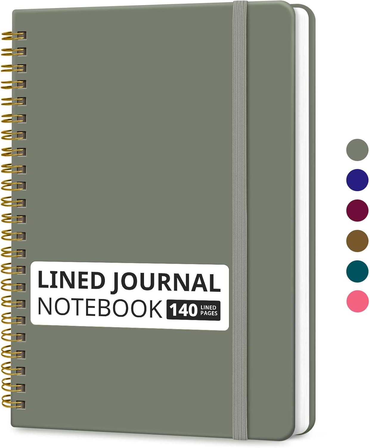 Taja Lined Spiral Journal Notebook for Women & Men, 140 Pages, College Ruled Hardcover Notebook for Work & Note Taking, Journals for Writing, A5(5.7" x 7.9") - Green