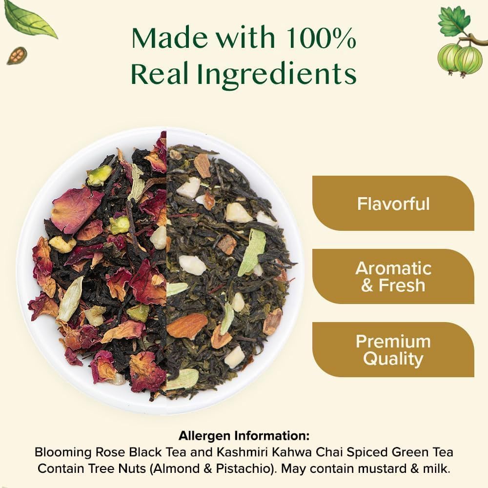 VAHDAM World Top 20 Favourites Tea Sampler Set | Loose Leaf Tea (100+ Cups) | Tea Variety Pack with Green, Herbal, Black & Chai Brew | Vacuum Sealed For Freshness | Brew Hot & Cold