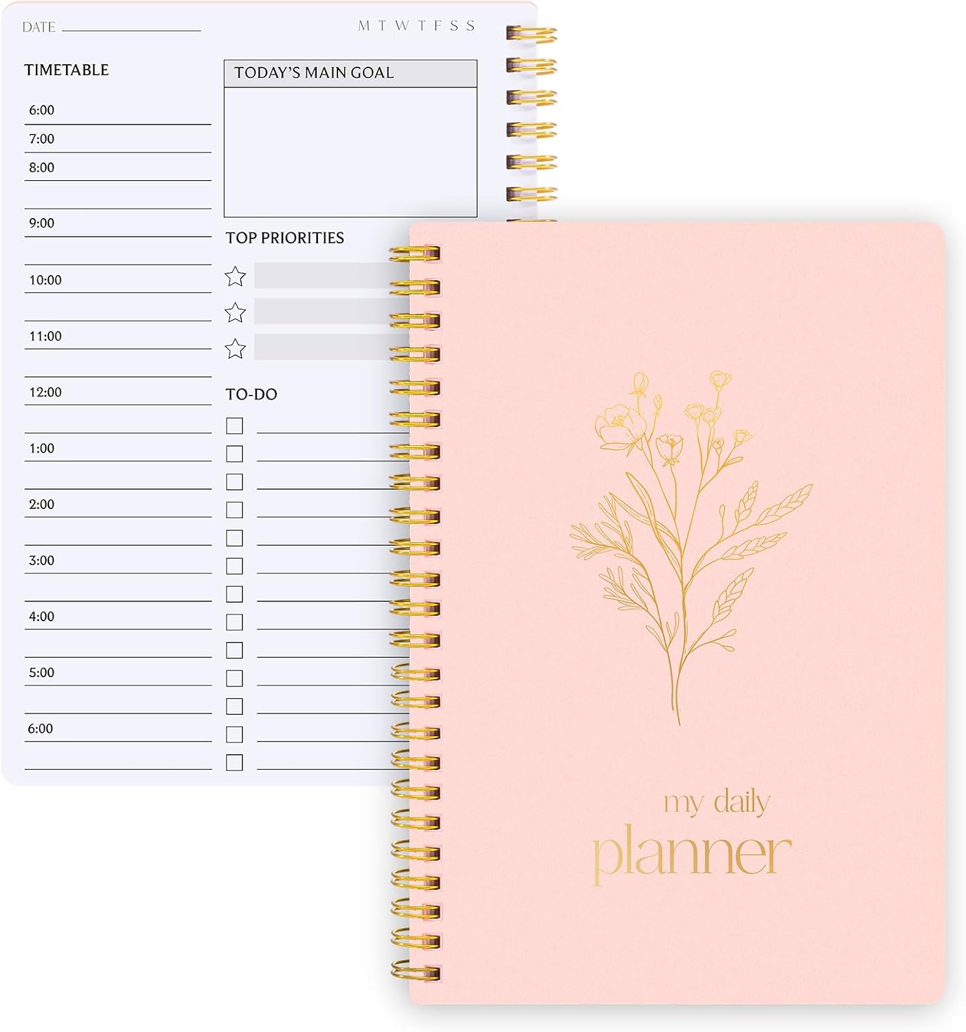 Thboxes Undated Daily Planner with Hourly Schedule, 5.71" X 8.35" Daily To DO List Noteboook Set Goals A5 Daily Personal Organizer Notepad for School Work Office Improve Efficiency Planner, Green