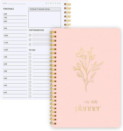 Thboxes Undated Daily Planner with Hourly Schedule, 5.71" X 8.35" Daily To DO List Noteboook Set Goals A5 Daily Personal Organizer Notepad for School Work Office Improve Efficiency Planner, Green