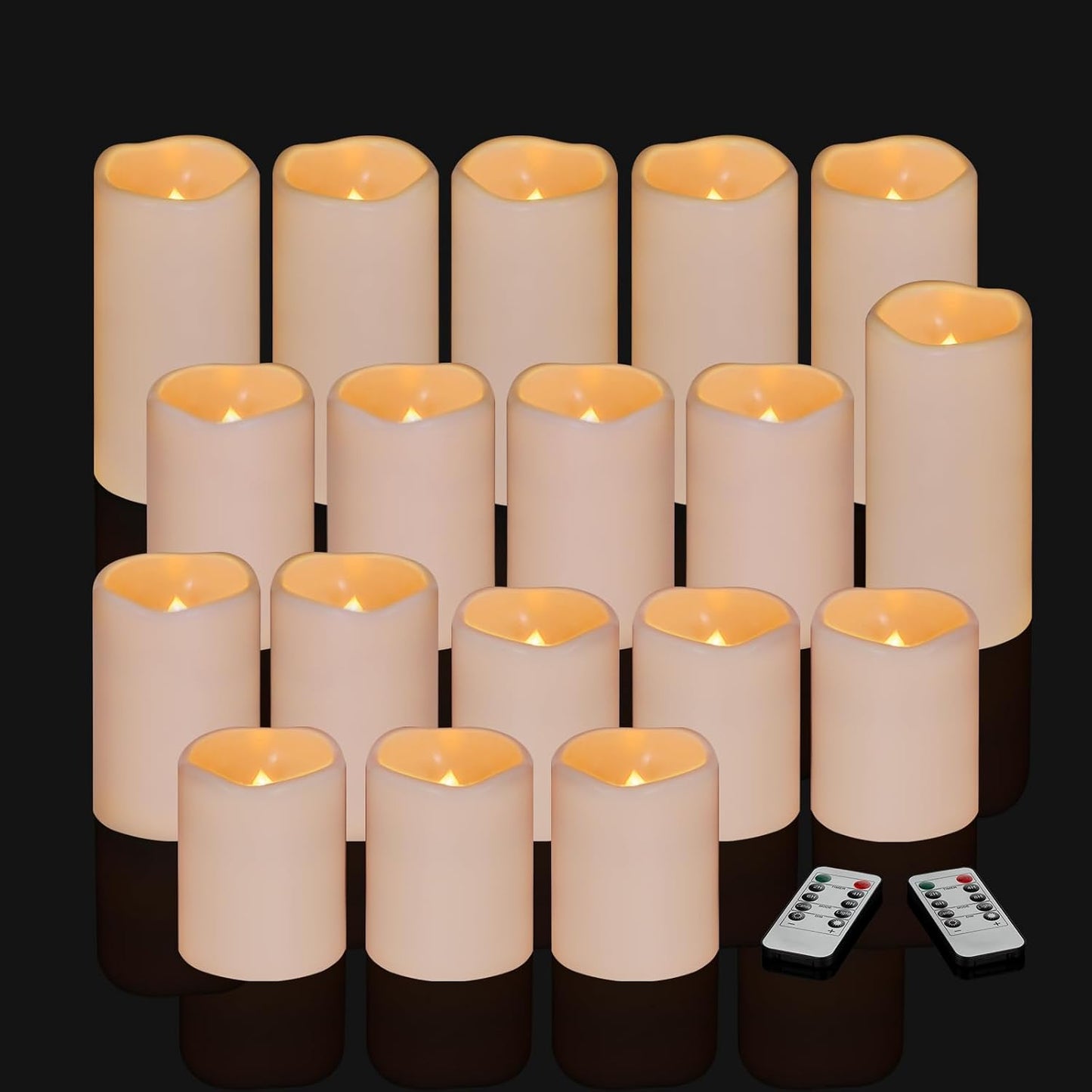Flameless Candles 4" 5" 6" Outdoor Indoor Pillars Battery Operated Flickering Candles Include 10-Key Remote Timer 400+ Hours by 2 AA Batteries (Ivory Candle - Warm light, 3"D x 4"|5"|6" H - 3 Pack)