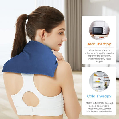 MORLIDEN Microwavable Heated Neck Wrap Warmer and Shoulder Weighted Heating Pad Microwave for Hot and Cold Compress - Dark Gray