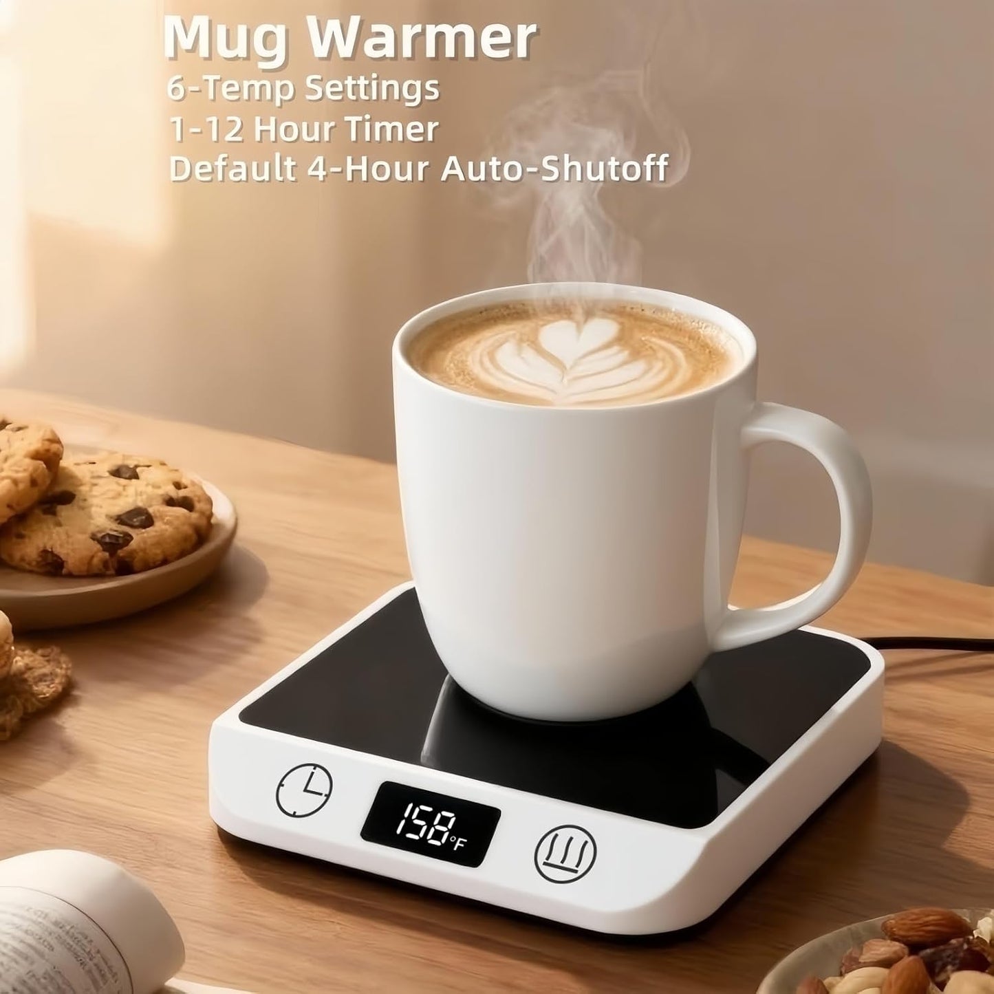 Coffee Mug Warmer & Candle Warmer 2-in-1, 6 Temps, 12-Hr Timer & Auto Shut-Off, 46W Electric Smart Cup Warmer for Desk, Coffee Gifts for Women Men & Home Office