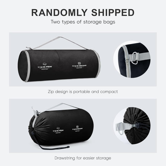 urnexttour Travel Pillow and Blanket Set Neck Pillow Airplane Foam Black