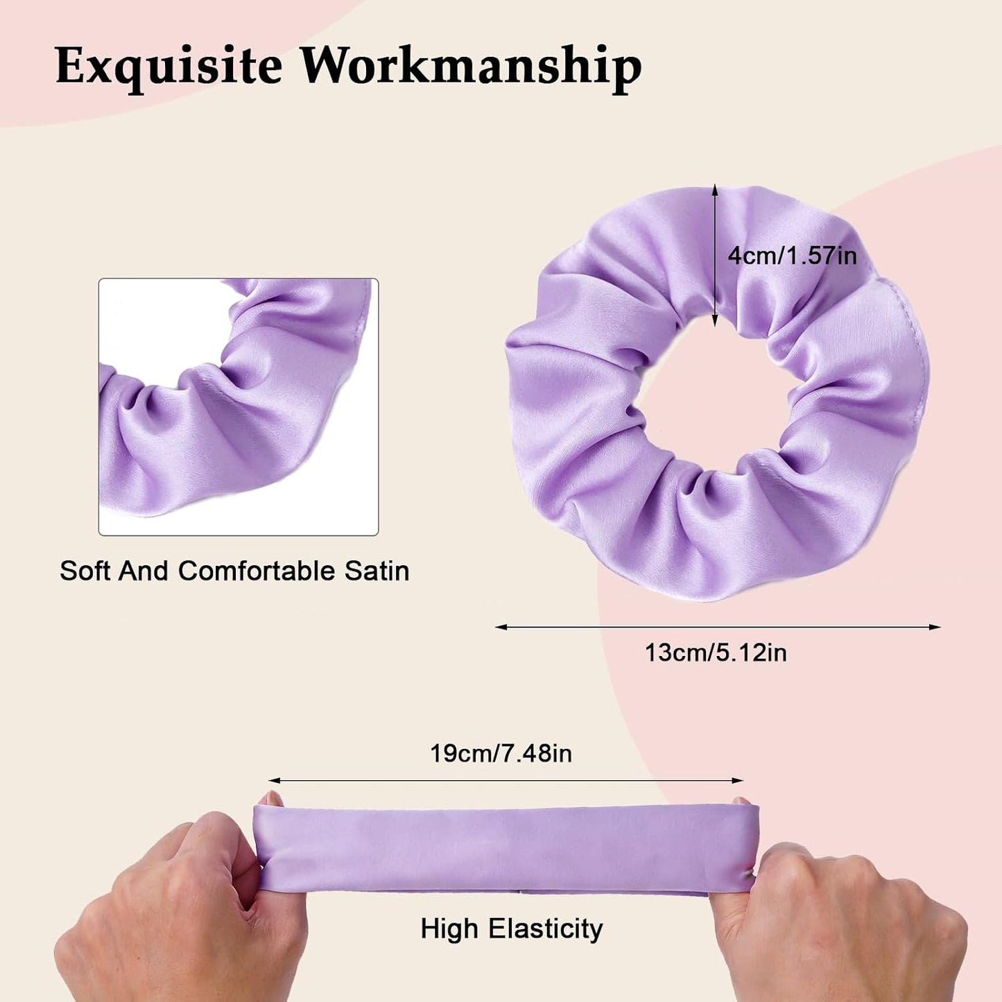 Satin Scrunchies for Women – 8PCS Blush & Brown Silk Hair Ties Set – No Crease, Frizz-Free, Gentle Elastic Hair Bands, Soft & Stylish Everyday Hair Accessories Gifts