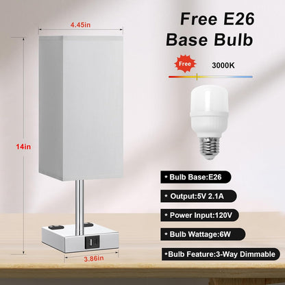 Touch Bedside Table Lamp for Bedroom - Dimmable, USB C+A, 2 AC Outlets