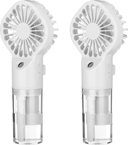 2 Pack Misting Fans Portable Handheld Rechargeable, Spray Fan