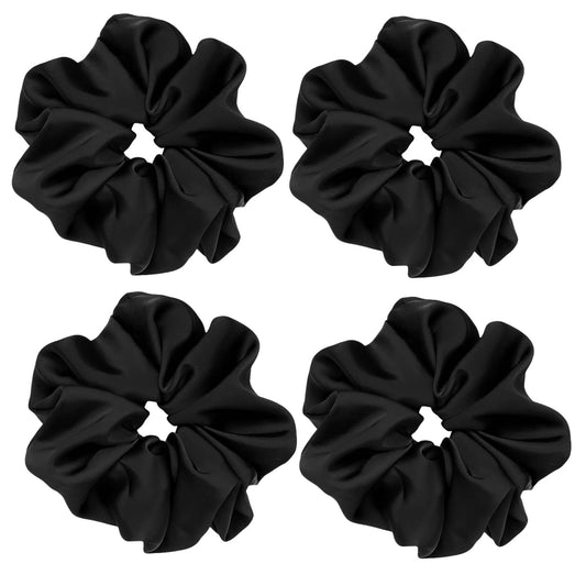 4 Pieces Jumbo Satin Silk Scrunchies for Women 7.2 Inches Large Oversize Scrunchies For Thick Hair Elastic Hair Ties (Pink Mix)
