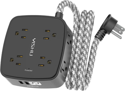 YISHU 6Ft Surge Protector Power Strip with 8 Widely Outlets & 4 USB Ports
