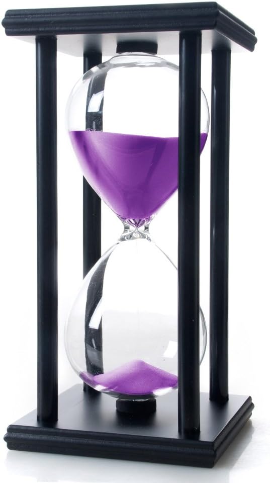 60 Minutes Hourglass, Wood Sand Timer, White | 4 x 4 x 8 inch Sand Clock