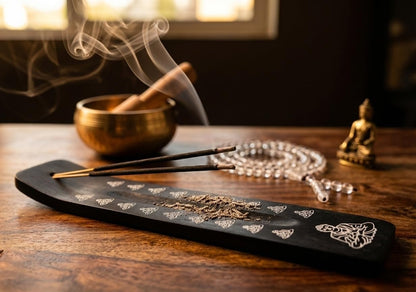 Incense Sticks Variety Pack with Wooden Holder | Nag Champa, Rose, Lavender, White Sage, Frankincense, Palo Santo & Sandalwood | Hand-Rolled Masala Incense