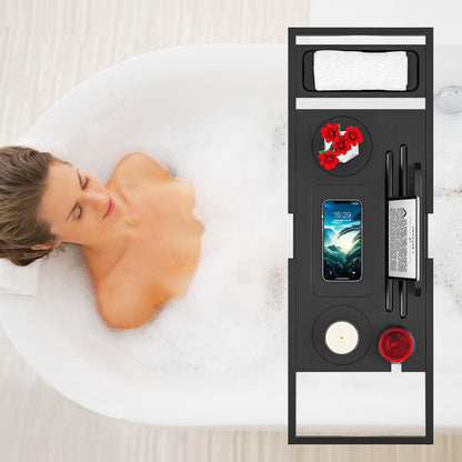 Premium Bamboo Bathtub Tray Caddy - Bath Tub Tray Table for Bathtub - Bath Caddy Tray for Bathtub, Expandable Size, Fits Most Bath Tubs