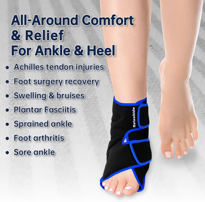 Ankle Ice Pack Wrap for Heel Swelling Pain Relief Reusable Gel Hot Cold Compress for Achilles Tendonitis Plantar Fasciitis, Post-Surgery, Sports Injury(1pcs,Blue)