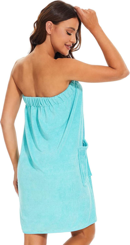 Knuffnee Women Bath Towel Robe Spa Body Wrap Shower Bathrobe Adjustable Snap Closure