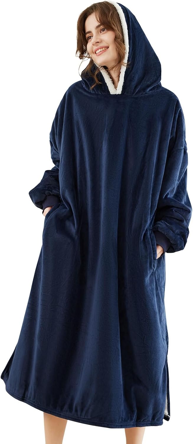 LetsFunny Blanket Hoodie,Oversized Wearable Sherpa Fleece Blanket Sweatshirt,Super Soft Warm Cozy with Giant Pocket,Gifts for Women Men Adults Teenagers, One Size Fits All