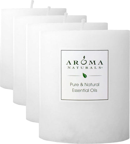 Aroma Naturals Essential Oil Orange and Lemongrass Scented Pillar Candle, Ambiance, 2.5 inch x 4 inch, Yellow