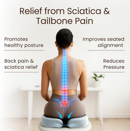 Sleepavo Office Chair Cushion - Seat Cushion for Tailbone Pain Relief - Butt Pillow for Coccyx, Sciatica, and Lower Back Pain - Orthopedic Chair Pad for Lumbar Support in Office Desk, Car, Airplane
