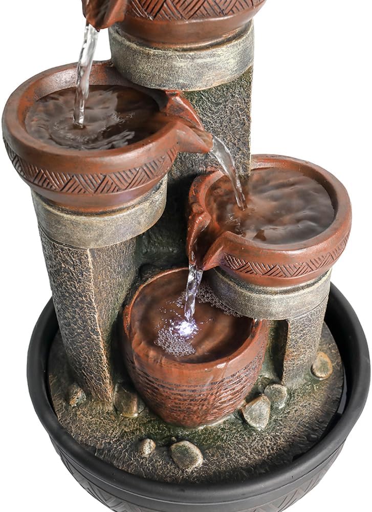 15.7''H Relaxation Desktop Waterfall Fountain Decor Portable Tabletop Waterfall Fountains,Indoor Waterfall Feature with LED Light for Home Office Bedroom