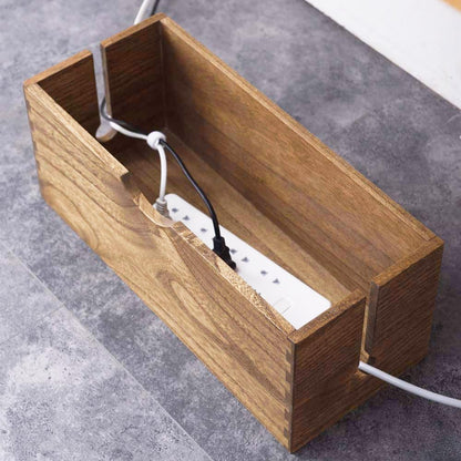 KIRIGEN Wooden Cable Management Box Set of 2, Cord Organizer, Natural