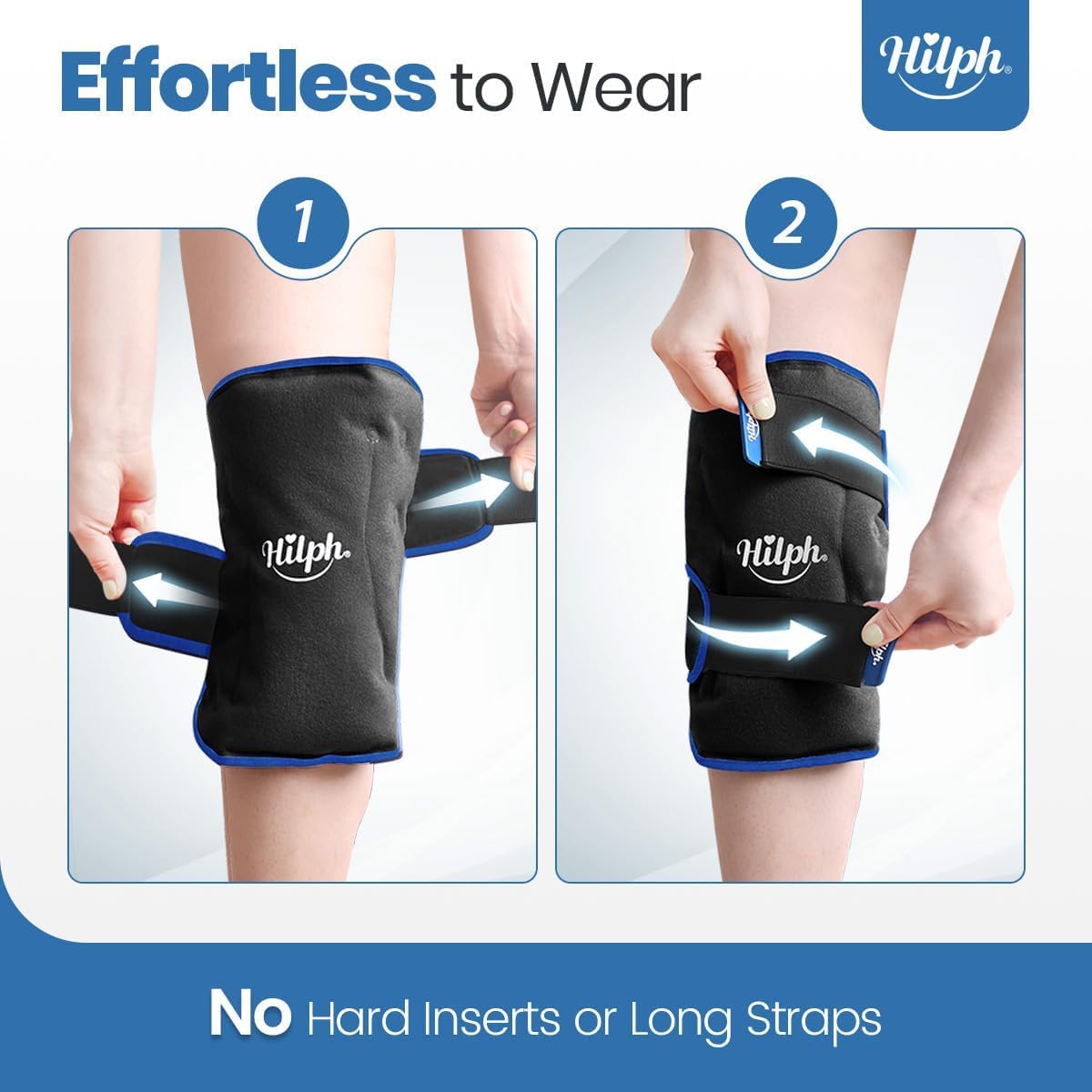 360° Full Coverage Knee Ice Pack Wrap for Post-Surgery Recovery - Bendable & Adjustable Hot Cold Therapy for Pain Relief, Swelling, Arthritis - Easy to Wear, Reusable Gel Pack for Men & Women, Black