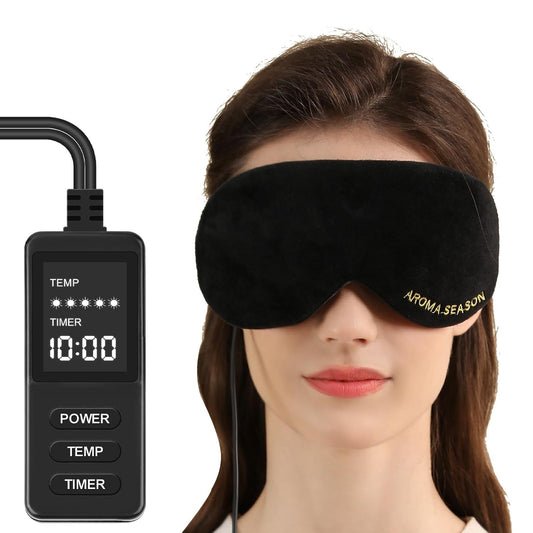Aroma Season Heated Eye Mask for Dry Eyes, Warm Eye Compress with 4 Heat & time Levels, Washable Eye Heating Pad Blepharitis, Styes, Travel, Improved Sleep, Gift (Gray)