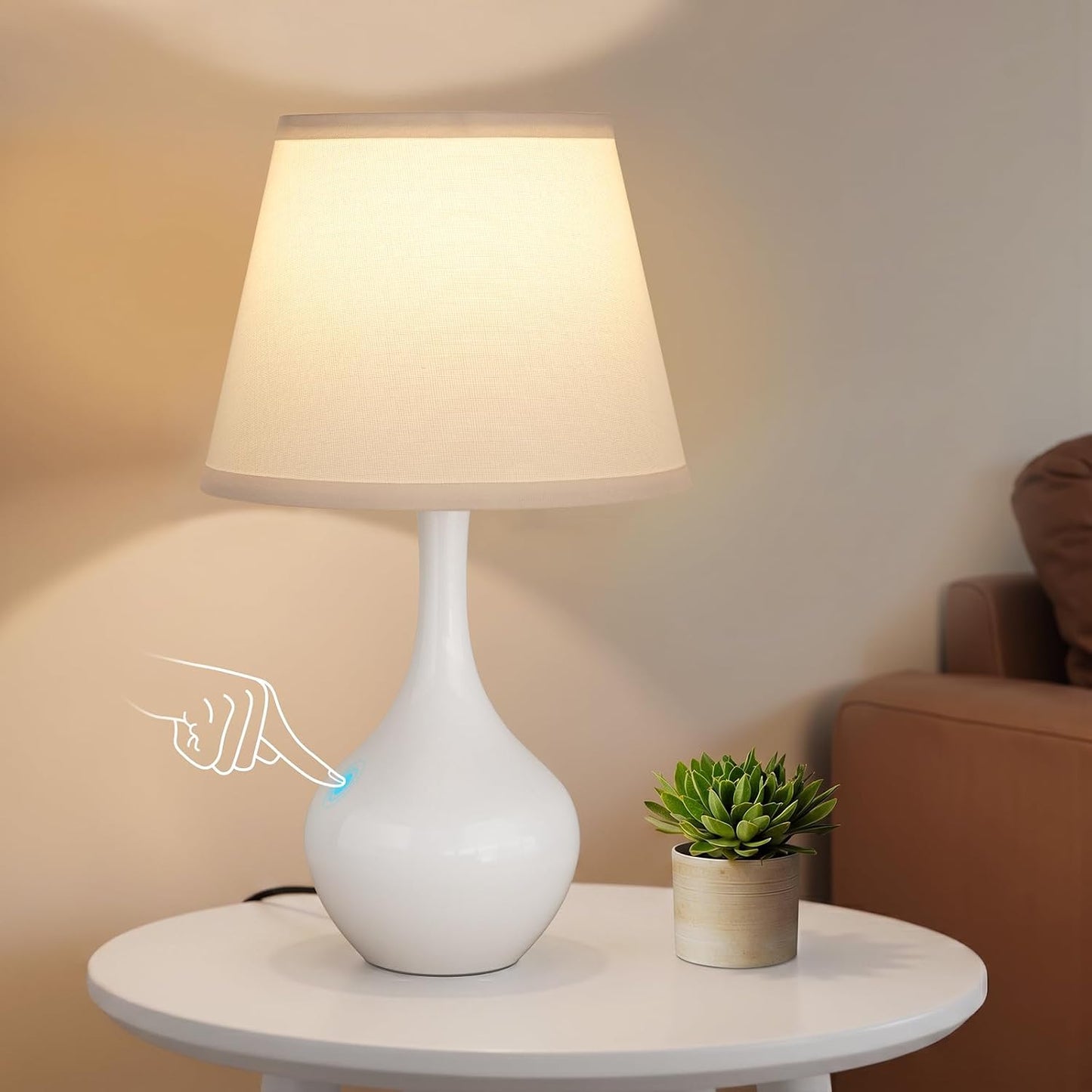 Seealle 16.1" Touch Table Lamps for Nightstand, 3-Way Dimmable Small Bedroom Lamps for Night Stands, Black Bedside Lamps for Living Room, Kids Room, End Table