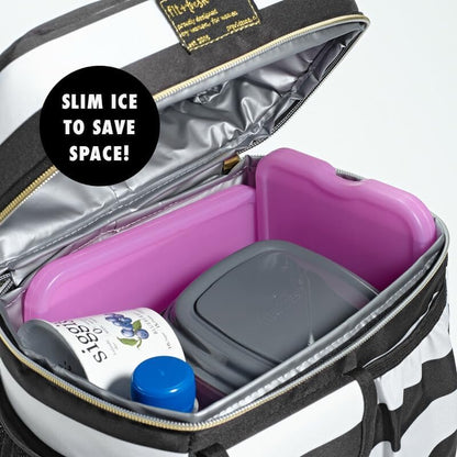 Cool Coolers by Fit & Fresh 4 Pack XL Slim Ice Packs, Quick Freeze Space Saving Reusable Ice Packs for Lunch Boxes or Coolers