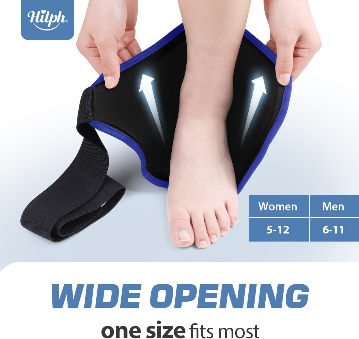 Hilph Ankle Heel Ice Pack Wrap for Swelling & Achilles Tendonitis, Reusable Ice & Compression Therapy Flexible Foot Gel Ice Pack Wrap for Ankle Sprain & Plantar Fasciitis Pain Relief (Blue, 1 Pack)