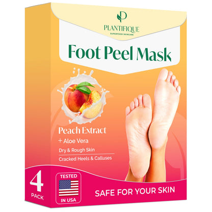 PLANTIFIQUE Foot Peeling Mask 1 Pack | Dermatologically Tested Repairs Heels & Removes Dry Dead Skin for Baby Soft Feet | Exfoliating Foot Peel Mask for Dry Cracked Feet | Peach