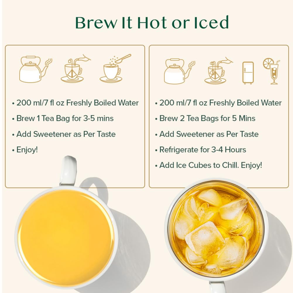 VAHDAM Organic Turmeric Ginger Herbal Tea Bags (100 Pyramid Tea Bags) Caffeine Free, Non GMO | 100% Pure Herbal Blend - Savory & Spicy, Plant-Based Teabags | Resealable Ziplock Pouch