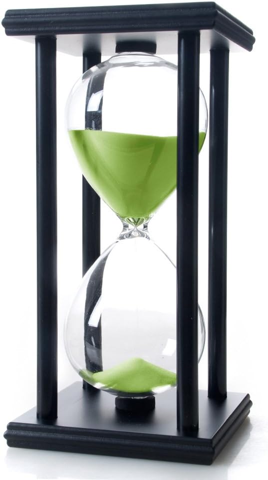 60 Minutes Hourglass, Wood Sand Timer, White | 4 x 4 x 8 inch Sand Clock