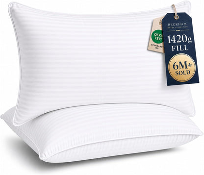 Beckham Hotel Collection Bed Pillows Standard/Queen Size Set of 2 - Original Soft Down Alternative Pillow for Sleeping - Soft Support for Back, Stomach or Side Sleepers