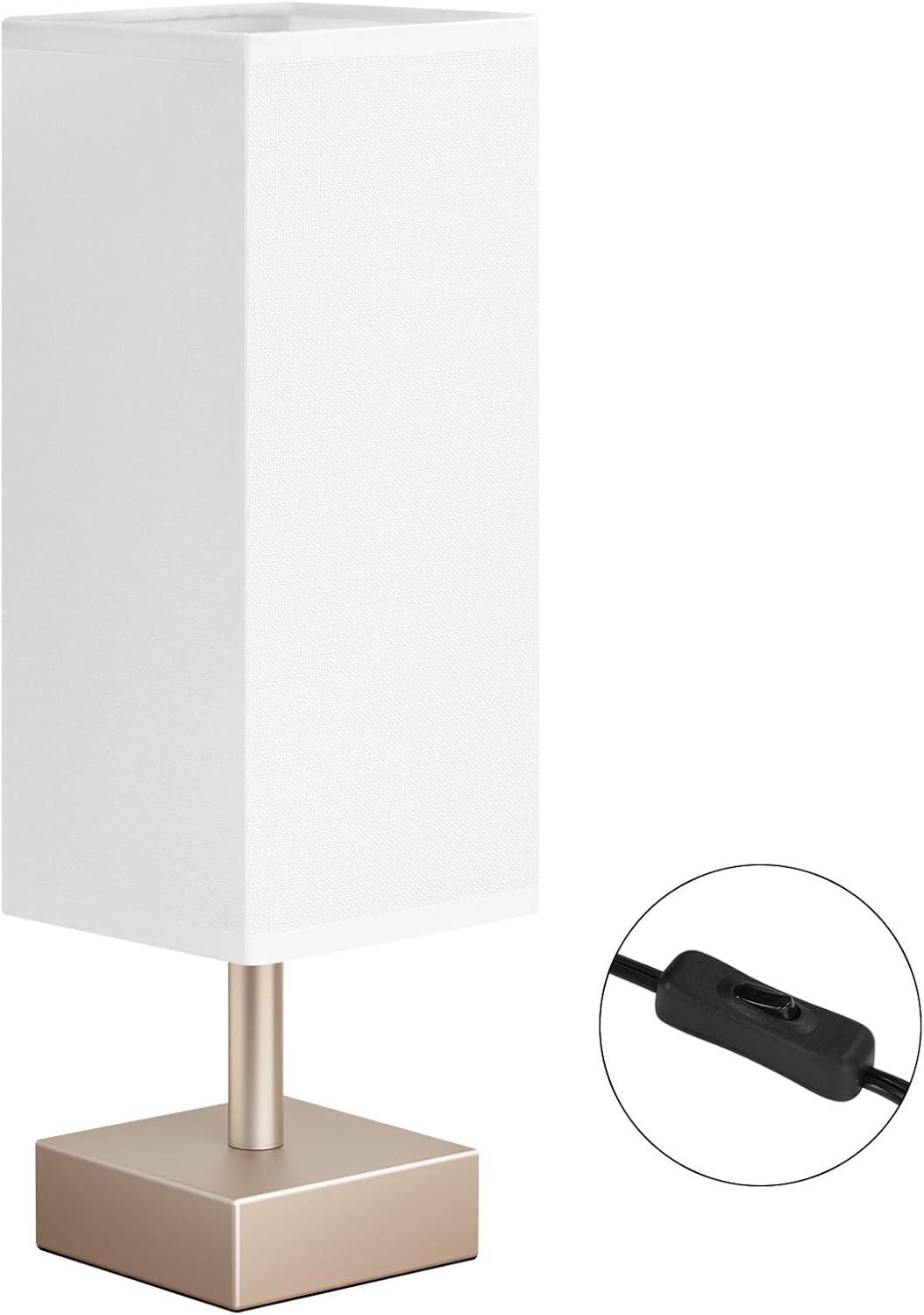aooshine Small Table Lamp for Bedroom - Bedside Lamps for Nightstand, Minimalist Night Stand Light Lamp with Square Fabric Shade, Desk Reading Lamp for Kids Room Living Room Office Dorm