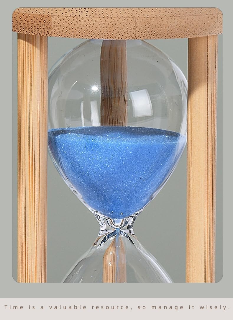 Mini Wooden Sand Timers,100% Bamboo Hourglass Sand Timers 1Min Sandglass Timer for Toothbrush Timer Games Classroom Home Office Cooking(Blue+1Min)