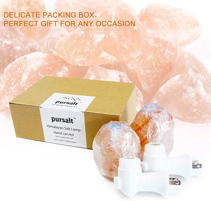 pursalt Himalayan Salt Lamp Night Light Plug-in, Pink Crystal Rock, 2-Pack