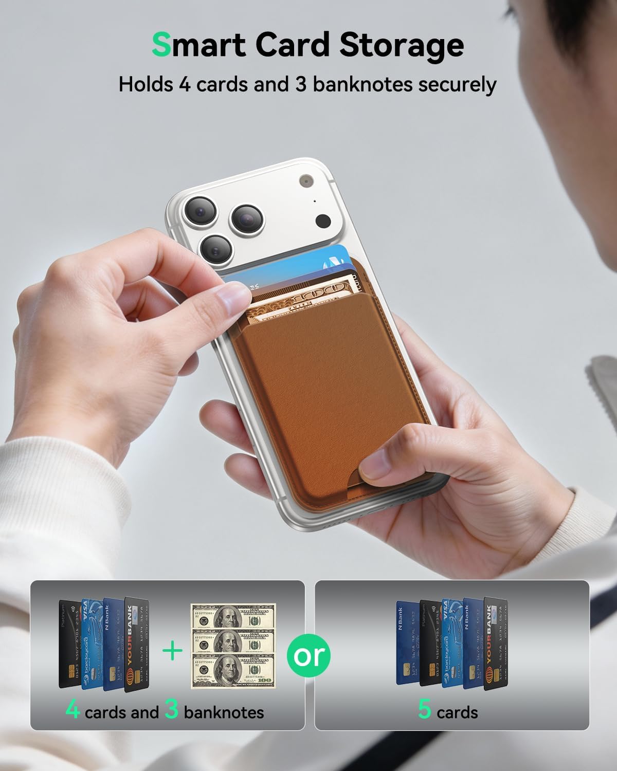 TWZKG for MagSafe Wallet, Works with Apple Find My,5 Card Holder with Stand