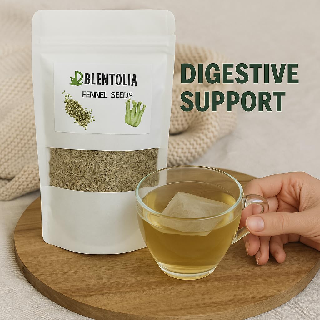Blentolia Fennel Seed Tea Bags – 30 Count – Herbal Tea for Digestion, Bloating & Wellness – Caffeine-Free & Naturally Soothing