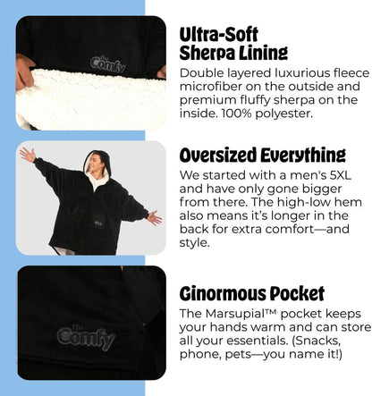 THE COMFY Original | From Shark Tank | Patented | Oversized Sherpa Wearable Blanket Hoodie| Gift for Women & Men | One Size
