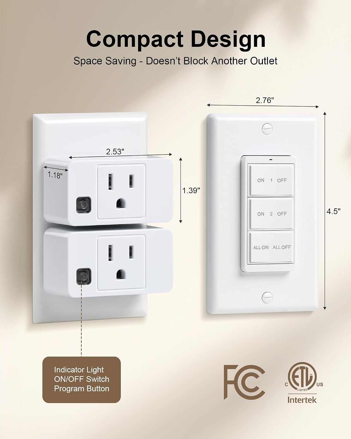 Remote Control Outlet with Decorator Rocker Magnetic Wall Switch