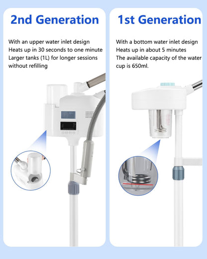 Artist hand Professional Facial Steamer with 5X LED Magnifying Lamp 3 in 1
