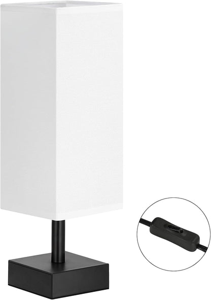 aooshine Small Table Lamp for Bedroom - Bedside Lamps for Nightstand, Minimalist Night Stand Light Lamp with Square Fabric Shade, Desk Reading Lamp for Kids Room Living Room Office Dorm