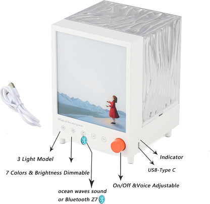 Ocean Wave Projector Light: Rechargeable Ocean Lights Projector with Bluetooth Ultra-Quiet < 25dB Motor with 10,000+ Hour Stable for Bedroom Relaxing Sleep Kids Room Atmosphere