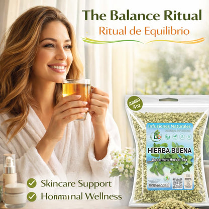 Spearmint Herbal Tea (Hierba, Yerba-Buena) - 4 oz (113g) - Authentic 100% Natural Dried Mentha Spicata Leaves - Caffeine-Free, Vegan & Non-GMO - Premium Loose Leaf - by BEXPERTSUSA