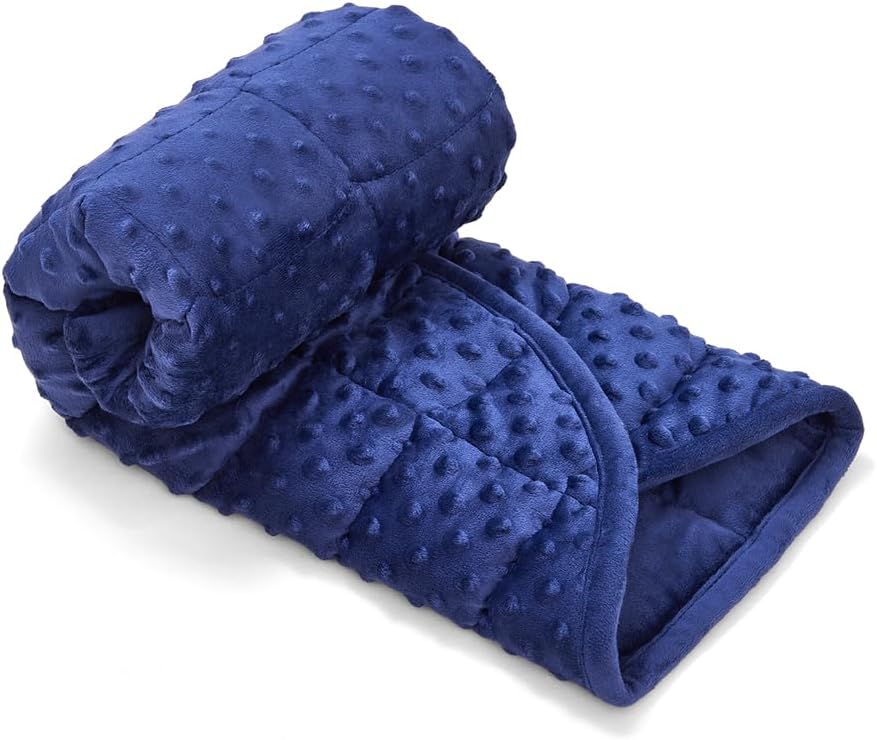 TONGDADA Weighted Lap Blanket 7lbs for Adult,Perfect for Relaxation, Lounging, Napping, Sleeping & Travel,Luxury Minky Weighted Body Blanket,Weighted Throw Blanket-Dark Grey Minky Dot, 29" x 24"