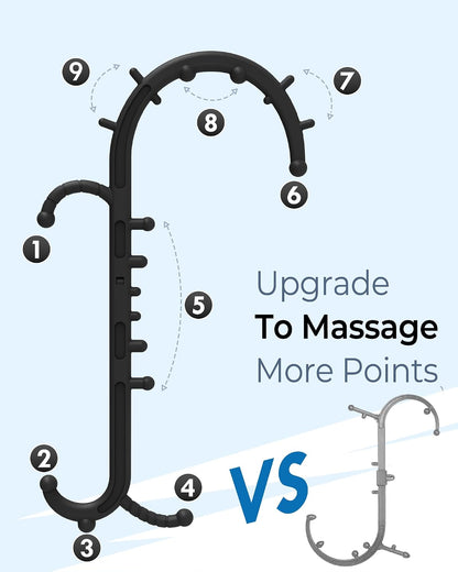 Back and Neck Massager for Pain Relief Deep Tissue, Upgraded Full Body Trigger Point Cane Massage Tools, Therapy Massage Stick Pressure Point Hook, Muscle Knot Remover Tool (Black)