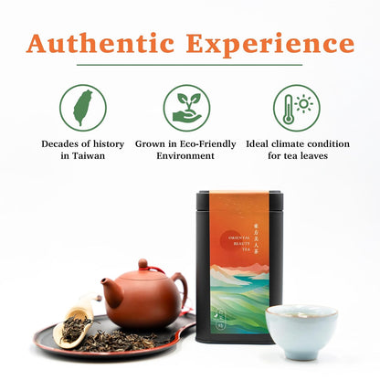 TEA & TIME Oriental Beauty Tea, Oolong Tea Loose Leaf, Premium Chinese Tea, Taiwan Origin (75g / 2.64oz)