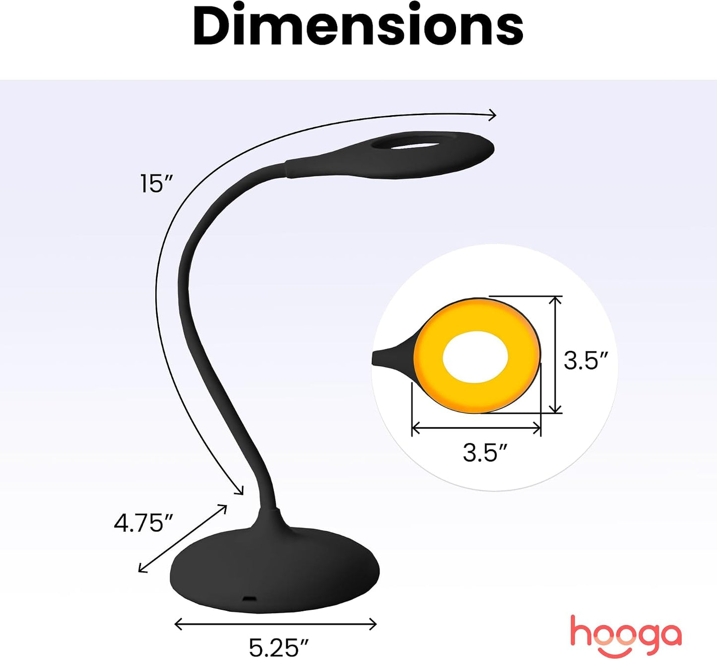 hooga Desk Lamp, Blue Light Blocking, 3 Modes: Amber 1600K, Red, Full-Spectrum 4000K, Dimmable, Rechargeable, Eye Strain Relief, Circadian Friendly